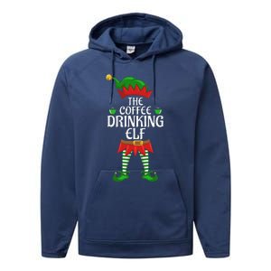 Coffee Drinking Elf Family Matching Group Christmas Party Performance Fleece Hoodie