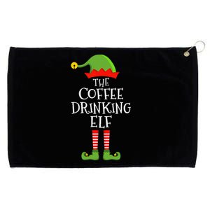 Coffee Drinking Elf Funny Christmas Matching Family Pajama Grommeted Golf Towel