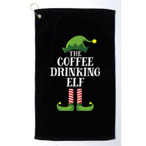 Coffee Drinking Elf Matching Family Group Christmas Party Platinum Collection Golf Towel