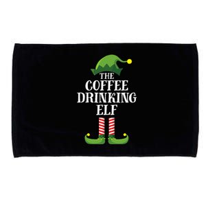 Coffee Drinking Elf Matching Family Group Christmas Party Microfiber Hand Towel