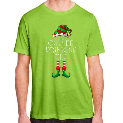 Coffee Drinking Elf Matching Family Group Christmas Party PJ Adult ChromaSoft Performance T-Shirt