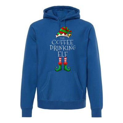 Coffee Drinking Elf Matching Family Group Christmas Party PJ Premium Hoodie