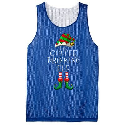 Coffee Drinking Elf Matching Family Group Christmas Party PJ Mesh Reversible Basketball Jersey Tank