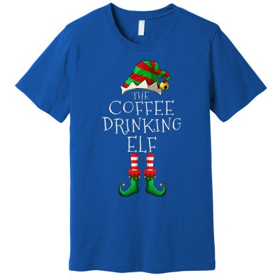 Coffee Drinking Elf Matching Family Group Christmas Party PJ Premium T-Shirt