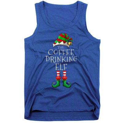 Coffee Drinking Elf Matching Family Group Christmas Party PJ Tank Top