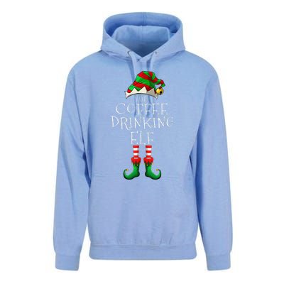 Coffee Drinking Elf Matching Family Group Christmas Party PJ Unisex Surf Hoodie