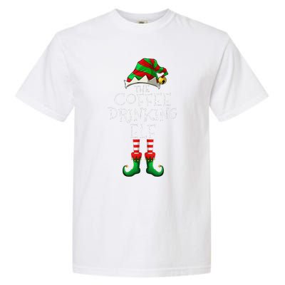 Coffee Drinking Elf Matching Family Group Christmas Party PJ Garment-Dyed Heavyweight T-Shirt