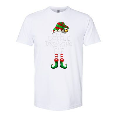 Coffee Drinking Elf Matching Family Group Christmas Party PJ Softstyle CVC T-Shirt