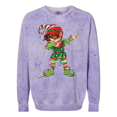 Christmas Dabbing Elf Squad Xmas Family Gift Colorblast Crewneck Sweatshirt