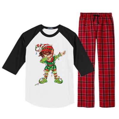 Christmas Dabbing Elf Squad Xmas Family Gift Raglan Sleeve Pajama Set