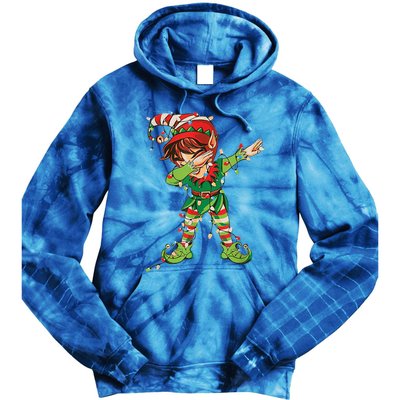 Christmas Dabbing Elf Squad Xmas Family Gift Tie Dye Hoodie