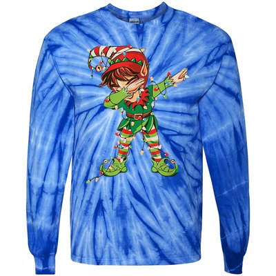 Christmas Dabbing Elf Squad Xmas Family Gift Tie-Dye Long Sleeve Shirt