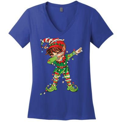 Christmas Dabbing Elf Squad Xmas Family Gift Women's V-Neck T-Shirt