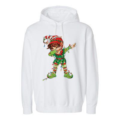 Christmas Dabbing Elf Squad Xmas Family Gift Garment-Dyed Fleece Hoodie