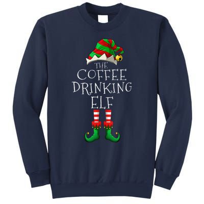 Coffee Drinking Elf Matching Family Group Christmas Party PJ Sweatshirt