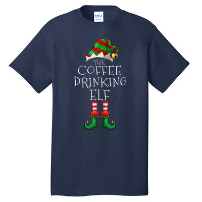 Coffee Drinking Elf Matching Family Group Christmas Party PJ Tall T-Shirt