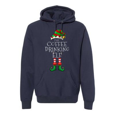 Coffee Drinking Elf Matching Family Group Christmas Party PJ Premium Hoodie