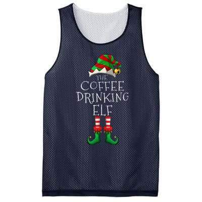 Coffee Drinking Elf Matching Family Group Christmas Party PJ Mesh Reversible Basketball Jersey Tank