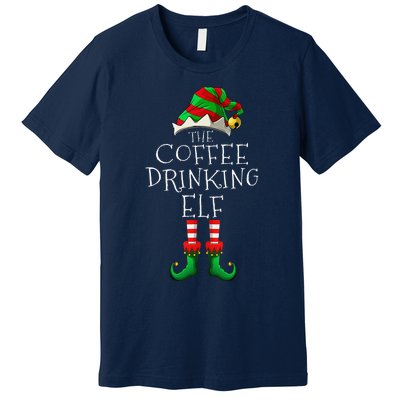 Coffee Drinking Elf Matching Family Group Christmas Party PJ Premium T-Shirt