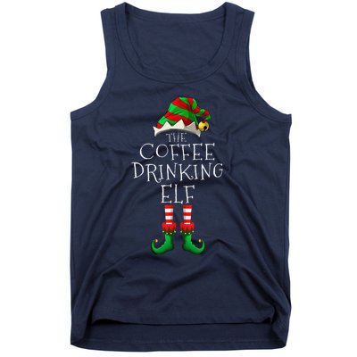 Coffee Drinking Elf Matching Family Group Christmas Party PJ Tank Top