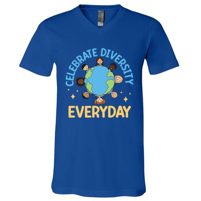 Celebrate Diversity Everyday Teachers Student International Gift V-Neck T-Shirt