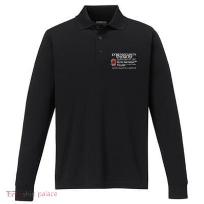 Cybersecurity Definition Engineering Gift Performance Long Sleeve Polo