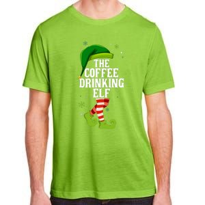 Coffee Drinking Elf Matching Family Christmas Adult ChromaSoft Performance T-Shirt