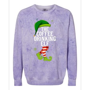 Coffee Drinking Elf Matching Family Christmas Colorblast Crewneck Sweatshirt