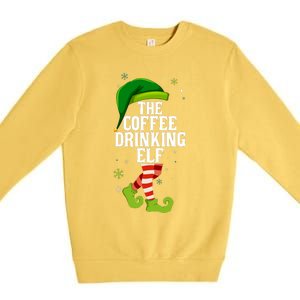 Coffee Drinking Elf Matching Family Christmas Premium Crewneck Sweatshirt