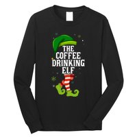 Coffee Drinking Elf Matching Family Christmas Long Sleeve Shirt