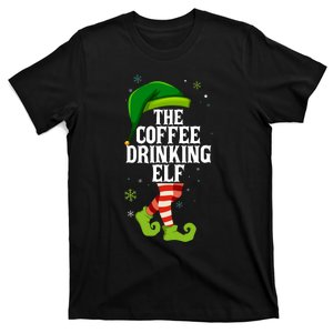 Coffee Drinking Elf Matching Family Christmas T-Shirt