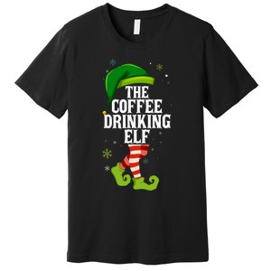 Coffee Drinking Elf Matching Family Christmas Premium T-Shirt