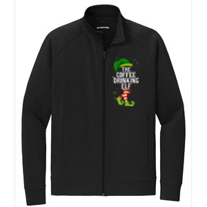 Coffee Drinking Elf Matching Family Christmas Stretch Full-Zip Cadet Jacket