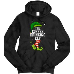 Coffee Drinking Elf Matching Family Christmas Tie Dye Hoodie