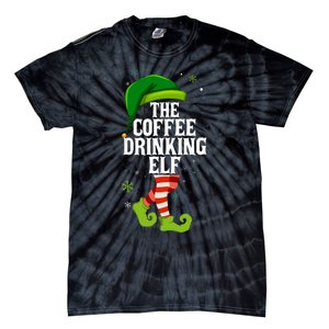 Coffee Drinking Elf Matching Family Christmas Tie-Dye T-Shirt