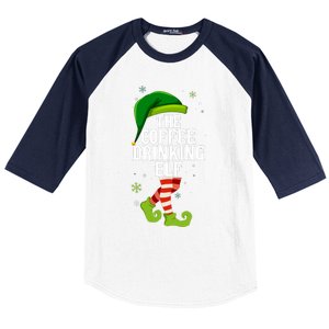 Coffee Drinking Elf Matching Family Christmas Baseball Sleeve Shirt