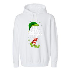 Coffee Drinking Elf Matching Family Christmas Garment-Dyed Fleece Hoodie