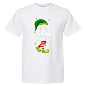 Coffee Drinking Elf Matching Family Christmas Garment-Dyed Heavyweight T-Shirt