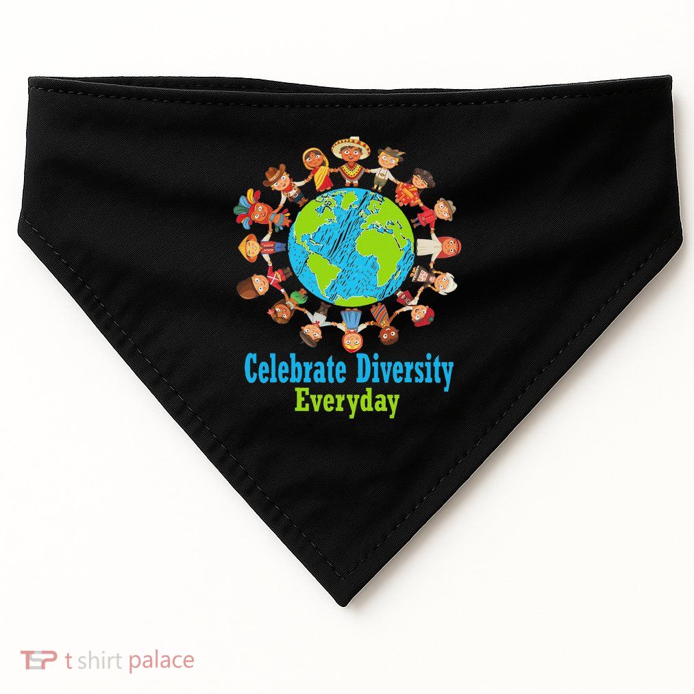 Celebrate Diversity Everyday Teachers & School Student Gift USA-Made Doggie Bandana