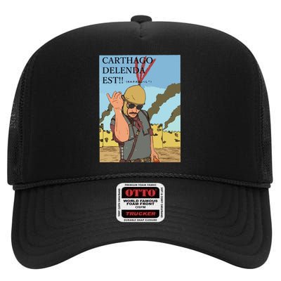 Carthago Delenda Est Funny Meme High Crown Mesh Back Trucker Hat