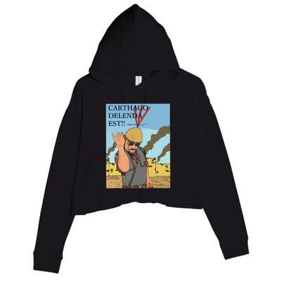 Carthago Delenda Est Funny Meme Crop Fleece Hoodie