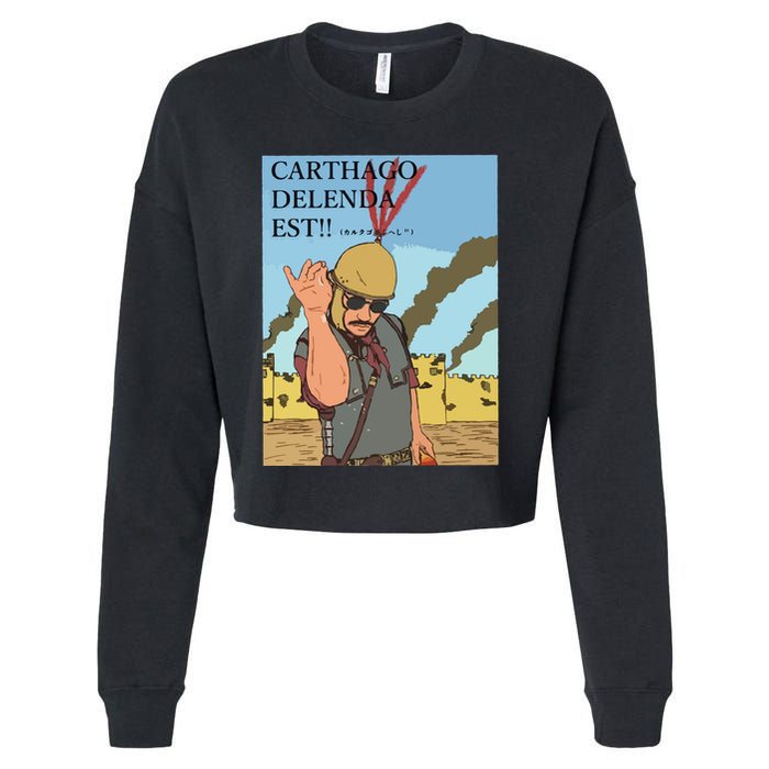 Carthago Delenda Est Funny Meme Cropped Pullover Crew