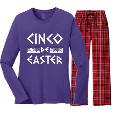 Cinco De Easter Funny Cinco De Mayo Orthodox Greek Easter Women's Long Sleeve Flannel Pajama Set 