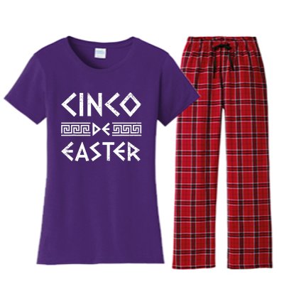 Cinco De Easter Funny Cinco De Mayo Orthodox Greek Easter Women's Flannel Pajama Set