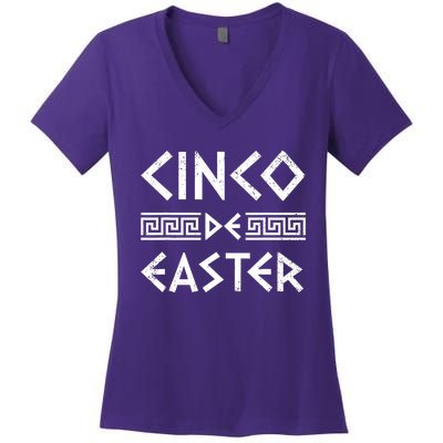 Cinco De Easter Funny Cinco De Mayo Orthodox Greek Easter Women's V-Neck T-Shirt