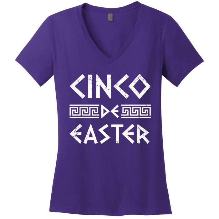 Cinco De Easter Funny Cinco De Mayo Orthodox Greek Easter Women's V-Neck T-Shirt