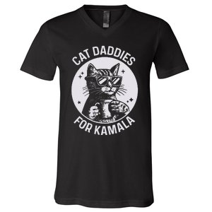 Cat Daddies For Kamala Harris Cat Dad Vote Election V-Neck T-Shirt