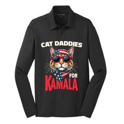 Cat Daddies For Kamala Harris 2024 Gift Silk Touch Performance Long Sleeve Polo