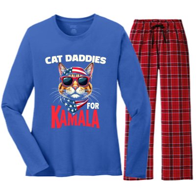 Cat Daddies For Kamala Harris 2024 Gift Women's Long Sleeve Flannel Pajama Set 