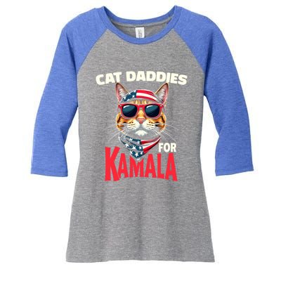 Cat Daddies For Kamala Harris 2024 Gift Women's Tri-Blend 3/4-Sleeve Raglan Shirt